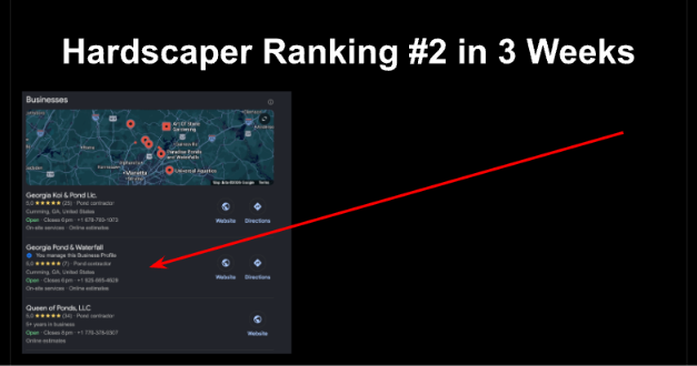 Hardscaping company ranking number two after three weeks